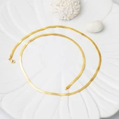 3,5mm Enli Altın Ezme Zincir 14 Ayar 50 cm. thumbnail 3