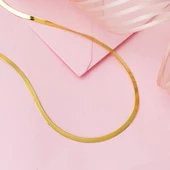 3,5mm Enli Altın Ezme Zincir 14 Ayar 50 cm. thumbnail 4