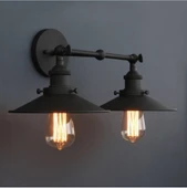 Dylight Retro Metal Dekoratif Rustik 2 li Siyah Mafsallı Duvar Aplik - 1