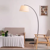 Dylight Retro Metal Dekoratif Rustik Siyah C Kol Başlık Köşe Lambası Lambader  Krem Başlık Çap:40 cm - 1