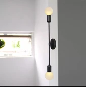 Dylight Retro Metal 2 Li Siyah Dekoratif Rustik Duvar Aplik thumbnail 1