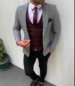 Tomıross Erkek Gri İtalyan Kesim Tek Ceket Slim Fit Dpclss-1219 - 2