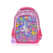 Muggle Okul Çantası Happy Unicorn Pembe Kız Çocuk İlkokul Sırt Çantası - 1