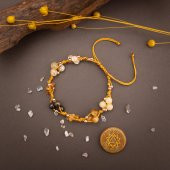 Solar Plexus Çakra Doğal Taş Bileklik - Kaplan Gözü-Bronzit-Kehribar-Aragonit-Kalsit-Sitrin - 2