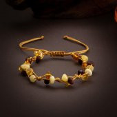 Kehribar Doğal Taş Natural Kesim Makrome Bileklik - BL-1627 - 5
