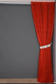 ÖRÜMCEK TÜL MODEL KIRMIZI RENK TEK KANAT Hazır dikilmiş Pileli Fon Perde 300*260 cm thumbnail 6