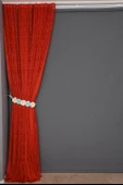 ÖRÜMCEK TÜL MODEL KIRMIZI RENK TEK KANAT Hazır dikilmiş Pileli Fon Perde 300*260 cm thumbnail 5