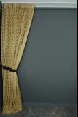 ÇİÇEK MODEL GOLD RENK TEK KANAT Hazır dikilmiş Pileli Fon Perde 300*260 cm thumbnail 5