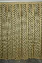 ÇİÇEK MODEL GOLD RENK TEK KANAT Hazır dikilmiş Pileli Fon Perde 300*260 cm - 1