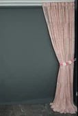 BÜYÜK DAMAKS PUDRA RENK TEK KANAT Hazır Dikilmiş Pileli Fon Perde 300*260 Cm thumbnail 5
