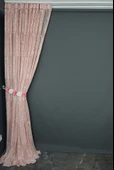 BÜYÜK DAMAKS PUDRA RENK TEK KANAT Hazır Dikilmiş Pileli Fon Perde 300*260 Cm thumbnail 4