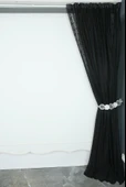 KUŞ MODEL SİYAH  RENK TEK KANAT Hazır dikilmiş Pileli Fon Perde 300*260 cm thumbnail 6
