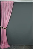 ÇİZGİLİ MODEL PEMBE RENK TEK KANAT Hazır dikilmiş Pileli Fon Perde 75*260 cm thumbnail 1
