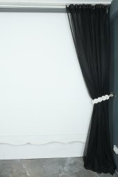 DAR ETEK SİYAH  RENK TEK KANAT Hazır dikilmiş Pileli Fon Perde 300*260 cm - 6