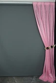 ÇİZGİLİ MODEL PEMBE RENK TEK KANAT Hazır dikilmiş Pileli Fon Perde 75*260 cm thumbnail 5