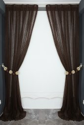 ÇİZGİLİ MODEL ACI KAHVE RENK TEK KANAT Pileli Fon Perde 75*260 cm - 5