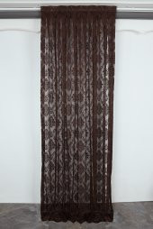 DAMAKS MODEL ACI KAHVE RENK TEK KANAT Pileli Fon Perde 75*260 cm - 2