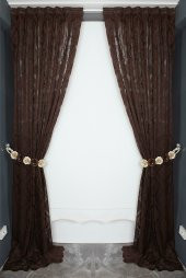 DAMAKS MODEL ACI KAHVE RENK TEK KANAT Pileli Fon Perde 75*260 cm - 6