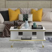 MOBİLYA GEZEGENİ Galipol Orta Sehpa 80 Cm Beyaz - Altın Renk thumbnail 1