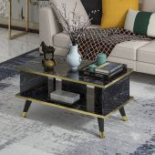 MOBİLYA GEZEGENİ Galipol Orta Sehpa 80 Cm  - Bendır Mermer - Altın thumbnail 2