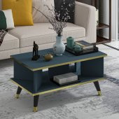 MOBİLYA GEZEGENİ Galipol Orta Sehpa 80 cm İzlanda Mavi - Altın Renk thumbnail 1