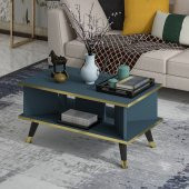 MOBİLYA GEZEGENİ Galipol Orta Sehpa 80 cm İzlanda Mavi - Altın Renk thumbnail 2