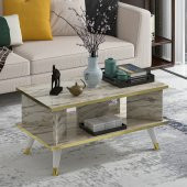 MOBİLYA GEZEGENİ Galipol Orta Sehpa 80 Cm Efes Mermer - Altın Renk thumbnail 2