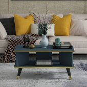 MOBİLYA GEZEGENİ Galipol Orta Sehpa 80 cm İzlanda Mavi - Altın Renk thumbnail 3