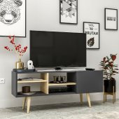 Mobilya Gezegeni Luissa Ahşap Ayaklı Tv Ünitesi 120 cm Antrasit - 1