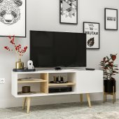 Mobilya Gezegeni Luissa Ahşap Ayaklı Tv Ünitesi 120 cm Beyaz - 1
