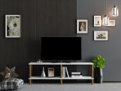 MOBİLYA GEZEGENİ OLES TV ÜNİTESİ 120  CM BEYAZ-AHŞAP thumbnail 1