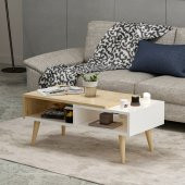 Mobilya Gezegeni Nove Ahşap Ayaklı Orta Sehpa Beyaz-Safir Meşe thumbnail 3