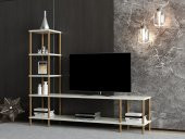 MOBİLYA GEZEGENİ OLES  TV ÜNİTESİ  150  CM BEYAZ-AHŞAP thumbnail 2