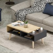 Mobilya Gezegeni Nove Ahşap Ayaklı Orta Sehpa Antrasit-Safir Meşe thumbnail 3