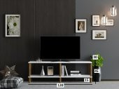 MOBİLYA GEZEGENİ OLES TV ÜNİTESİ 120  CM BEYAZ-AHŞAP thumbnail 3