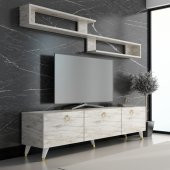 MOBİLYA GEZEGENİ LİYA TV ÜNİTESİ 150 CM EFES MERMER -  GOLD thumbnail 1