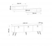 MOBİLYA GEZEGENİ LİYA TV ÜNİTESİ 150 CM EFES MERMER -  GOLD thumbnail 2