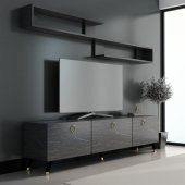 MOBİLYA GEZEGENİ LİYA TV ÜNİTESİ 150 CM BENDIR MERMER - GOLD - 1