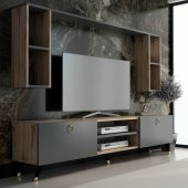 MOBİLYA GEZEGENİ STİLL GOLD TV ÜNİTESİ 180 CM ÇIRAĞAN - ANTRASİT X2137 - 1