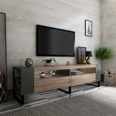 MOBİLYA GEZEGENİ BELGRAD TV ÜNİTESİ ÇIRAĞAN-ANTRASİT 42 CM DERİNLİK  / 150 CM GENİŞLİK DEMİR AYAKLI thumbnail 1