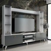 MOBİLYA GEZEGENİ MERCY GOLD TV ÜNİTESİ 180 CM BEYAZ- ANTRASİT thumbnail 1
