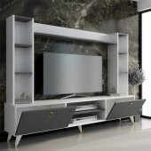 MOBİLYA GEZEGENİ MERCY GOLD TV ÜNİTESİ 180 CM BEYAZ- ANTRASİT thumbnail 2