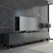 MOBİLYA GEZEGENİ Maer Gold Tv Ünitesi 210 Cm ANTRASİT - 1
