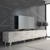 MOBİLYA GEZEGENİ Maer Gold Tv Ünitesi 210 Cm Efes Mermer Renk - 1