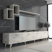 MOBİLYA GEZEGENİ MEER GOLD TV ÜNİTESİ 210 CM EFES MERMER - 1