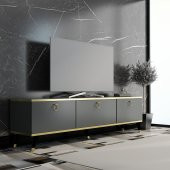 MOBİLYA GEZEGENİ ELİTE GOLD TV ÜNİTESİ ANTRASİT - GOLD 150 CM thumbnail 1
