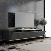 MOBİLYA GEZEGENİ ELİTE GOLD TV ÜNİTESİ ANTRASİT - GOLD 150 CM thumbnail 2