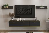 MOBİLYA GEZEGENİ BELLA TV ÜNİTESİ 150 CM ANTRASİT-ALTIN - 1