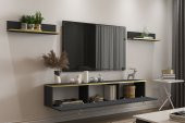 MOBİLYA GEZEGENİ BELLA TV ÜNİTESİ 150 CM ANTRASİT-ALTIN - 3