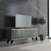 MOBİLYA GEZEGENİ SANDRA TV ÜNİTESİ ANTRASİT GOLD 130 CM thumbnail 1